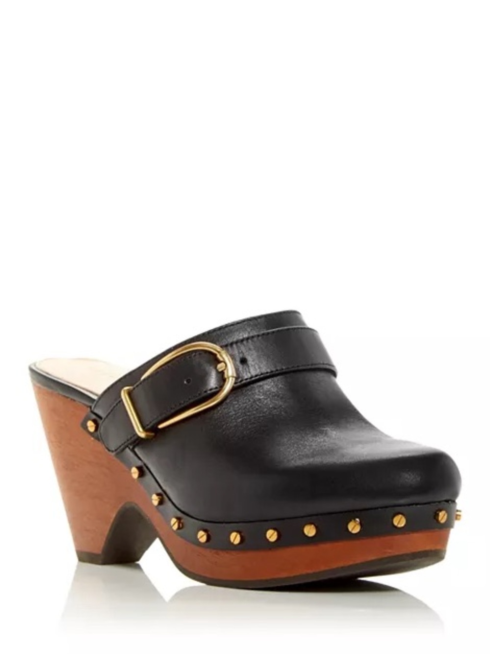 Veronica Bears Black leather hendrix clog mule wedge shoes 6.5 boho moto